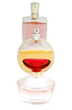 Perfume bottles on line Stock Photos