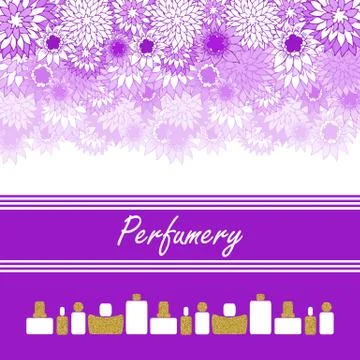 Perfume bottles with stippled effect. Gold sparkles glitter texture. Stock Illustration