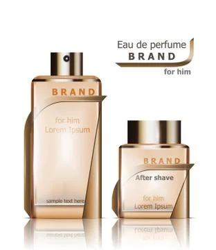 Perfume bottles Vector. Product packaging realistic detailed 3d illustration. Stock-Illustration
