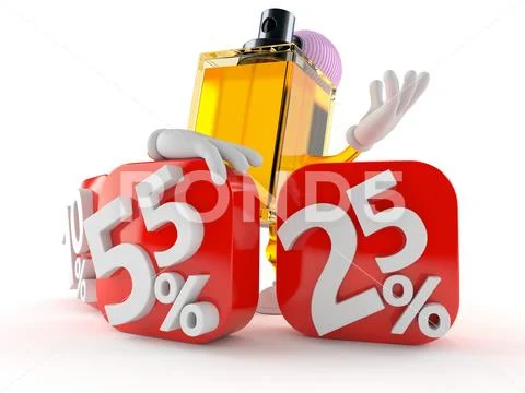 Perfume character behind percentage signs Stock Illustration