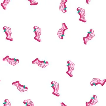 Perfume cherry isometric icon seamless pattern Stock Illustration