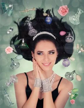 Perfume Fantasy in Zero Gravity Stock Illustration