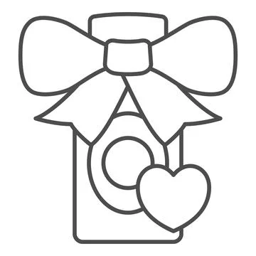 Perfume gift for loved one thin line icon, 8 March concept, gift for woman sign Illustration