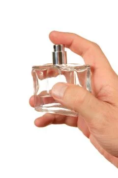 Perfume in  hand 스톡 사진