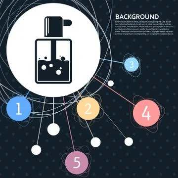 Perfume icon with the background to the point and  infographic style. Vector Illustration