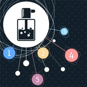 Perfume icon with the background to the point and infographic style. Ilustração Stock
