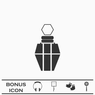 Perfume icon flat. Illustrazione stock