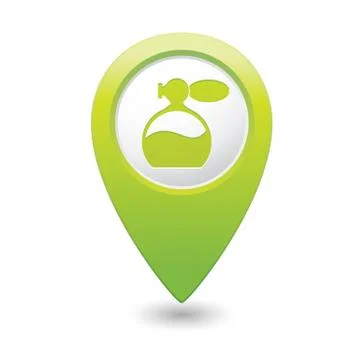 Perfume icon green map pointer Stock Illustration