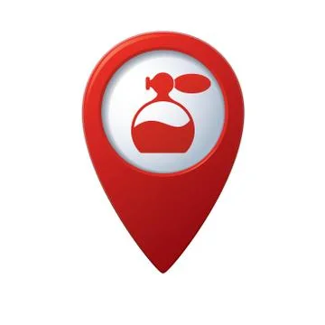 Perfume icon red map pointer Stock Illustration