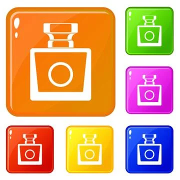 Perfume icons set vector color Illustration