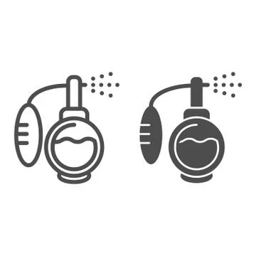 Perfume line and solid icon, spa salon concept, Perfume bottle spraying sign on Ilustração Stock