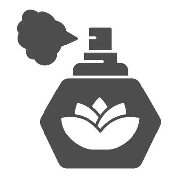 Perfume with lotus flower solid icon, Hygiene routine concept, spray fragrance Stock Illustration