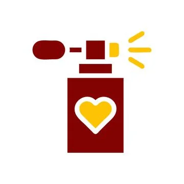 Perfume love icon solid red yellow colour mother day symbol illustration. Illustrazione stock