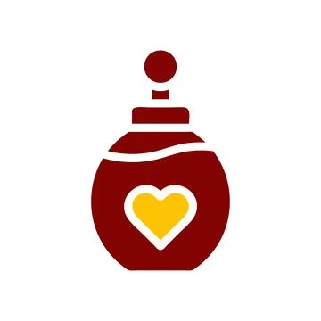 Perfume love icon solid red yellow colour mother day symbol illustration. Illustrazione stock