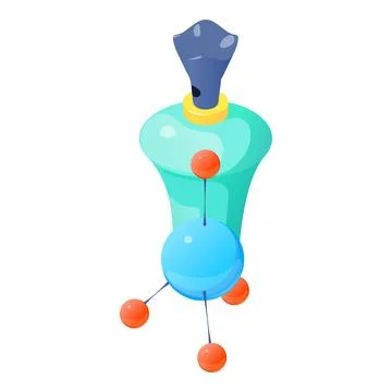 Perfume product icon isometric vector. Bottle of perfume and molecule symbol Stock-Illustration