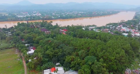 Perfume River and Thien Mu Pagoda, Hue city, Vietnam (VN), Stock-Footage 330755030