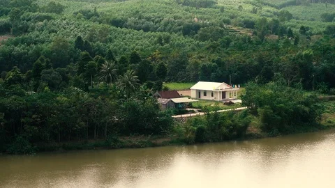 Perfume river in Hue, view from the top of mountain. Vietnam in Asia. Stock Footage 126359017