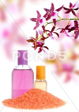 Perfume, salt and orchid Stock Illustration