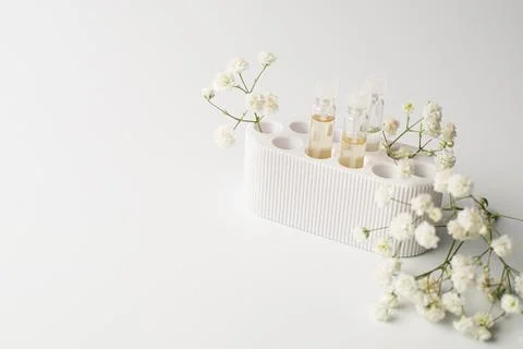 Perfume samples on white background Stock Photos