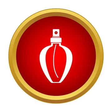 Perfume spray bottle icon on red button Stock Illustration