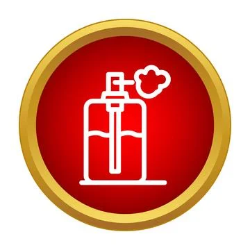 Perfume spray bottle icon on red background Stock Illustration