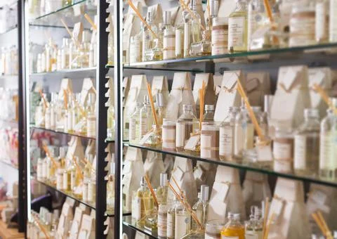 Perfume stand Stock Photos