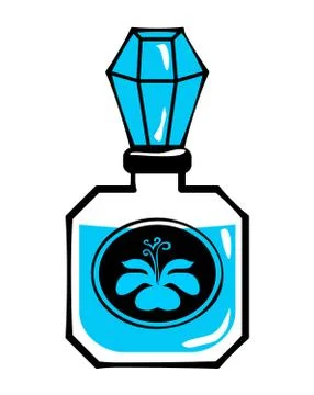 Perfume sticker of 80s retro comic style Stock Illustration