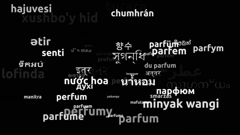 Perfume Translated in 61 Worldwide Languages Endless Looping 3d Zooming Wordc Video stock 145206159