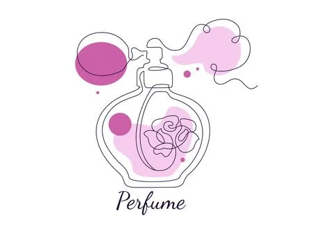 Perfume Vector Illustration Featuring Elegant Fragrance Bottles, Floral Ele.. 스톡 일러스트