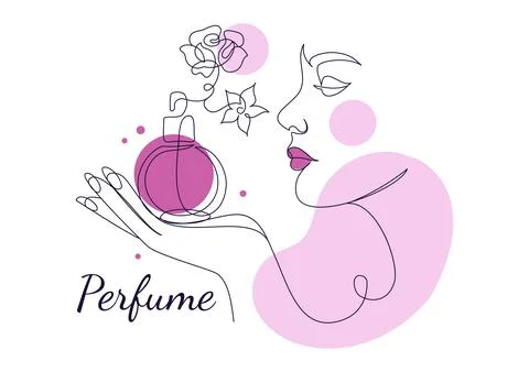 Perfume Vector Illustration Featuring Elegant Fragrance Bottles, Floral Ele.. 스톡 일러스트