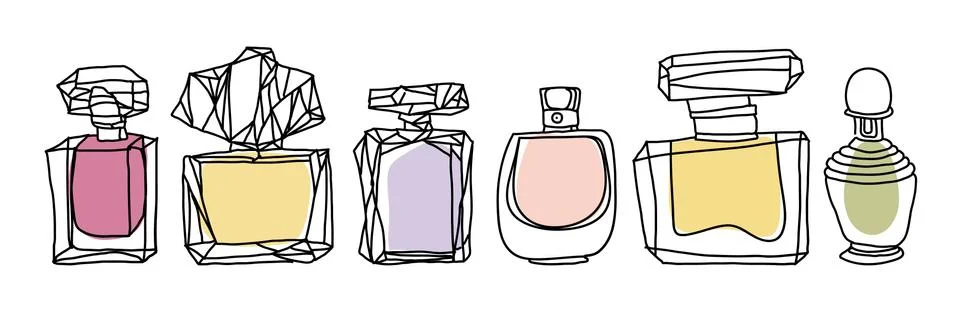 Perfume vector illustrations set. Stock Illustration