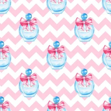 Perfume, watercolor seamless pattern Stock-Illustration