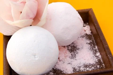 Perfumed powder for bath Stock Photos