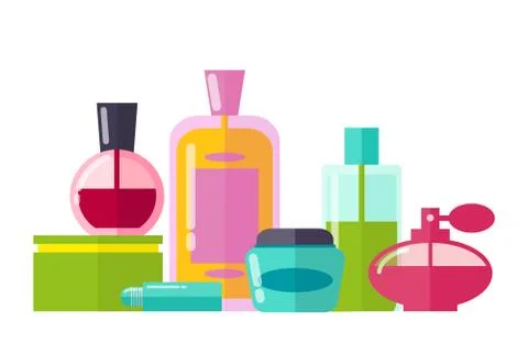 Perfumery Collection Bottles Vector Illustration Illustration