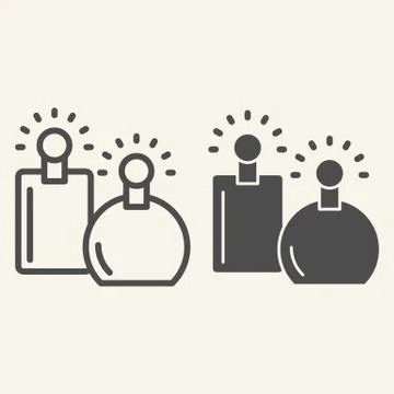 Perfumes line and solid icon. Two perfume fragrance bottles symbol, outline Stock-Illustration