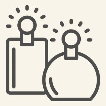 Perfumes line icon. Two perfume fragrance bottles symbol, outline style 스톡 일러스트
