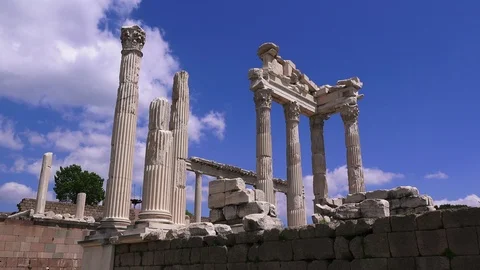 Pergamon, the ruins of an ancient acropolis Stock Footage 89022927