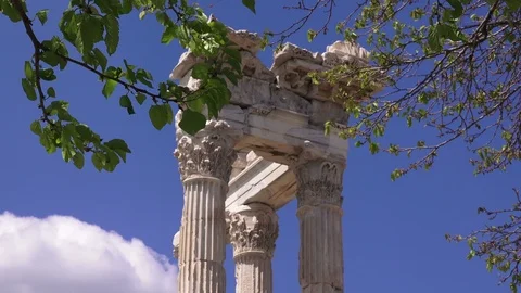 Pergamon, Trajan Temple, close up, Bergama, Turkey Video stock 89637738