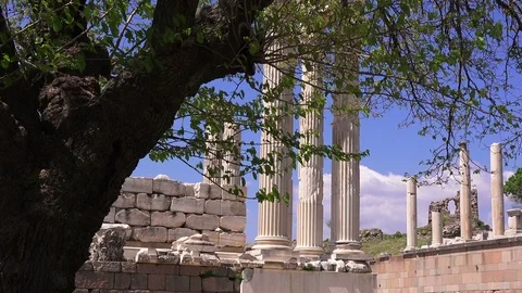 Pergamon, Trajan Temple, Turkey Stock Footage 89395090