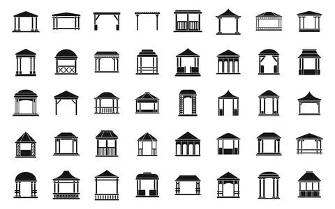 Pergola icons set simple vector. Gazebo park 스톡 일러스트