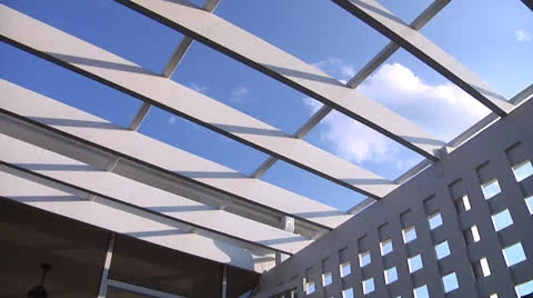 Pergola over deck, blue sky, clouds, @ 1900% Stock Footage 25996314