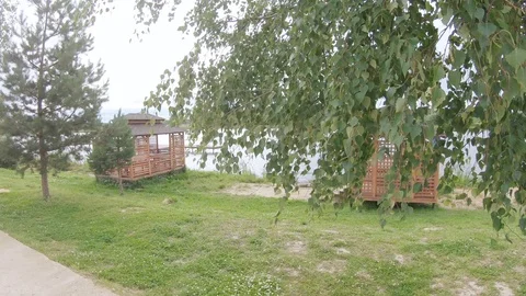 Pergolas on the lake 스톡 동영상 114796363