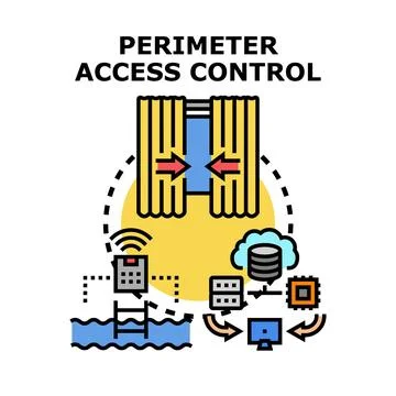 Perimeter access control system managing secure entry Stock Illustration