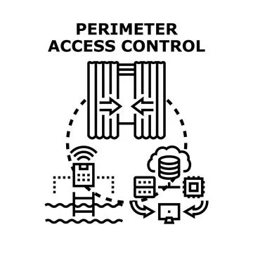 Perimeter access control system managing secure entry Stock Illustration