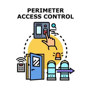 Perimeter access control system securing property access Stock Illustration