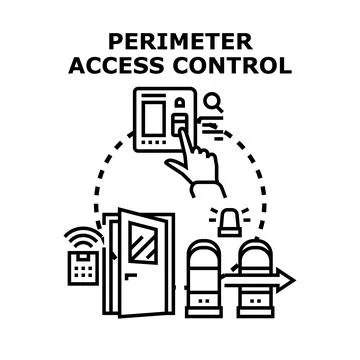Perimeter access control system securing property access Stock Illustration