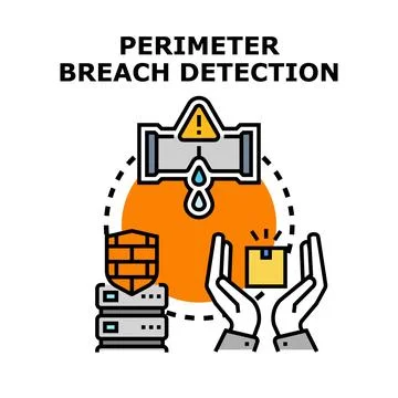 Perimeter breach detection protecting digital data security Stock Illustration