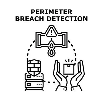 Perimeter breach detection protecting digital data security Stock Illustration