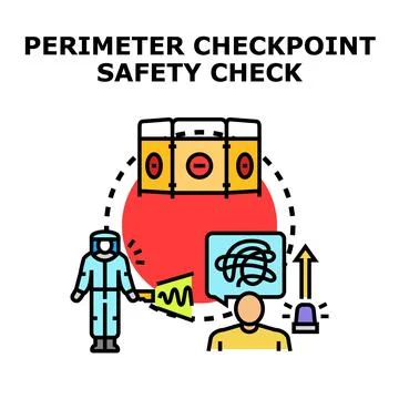 Perimeter checkpoint safety checking and security access Stock Illustration
