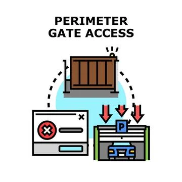 Perimeter gate access management system concept Stock Illustration
